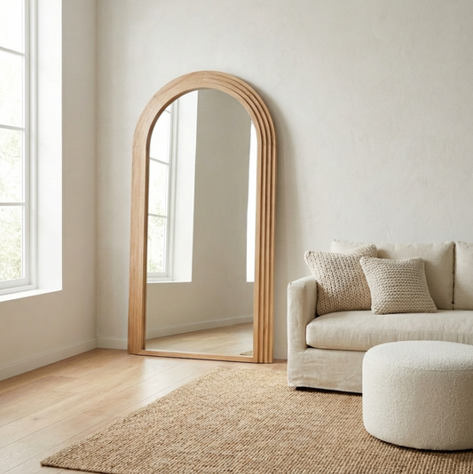Sierra Arched Step Mirror – Signature Sculptural Natural Wood Statement Piece