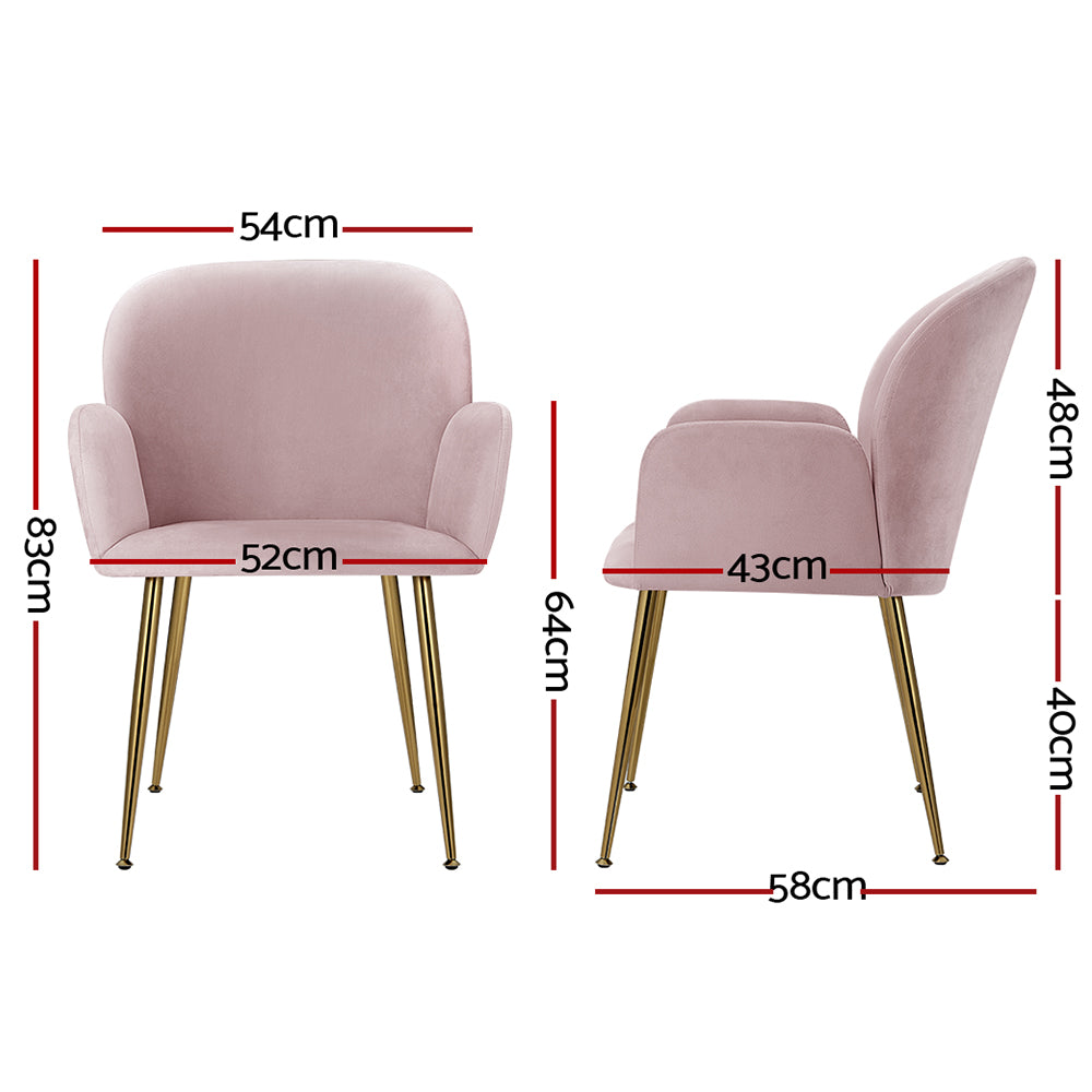 Azure Velvet Pink Chair - Set of Two