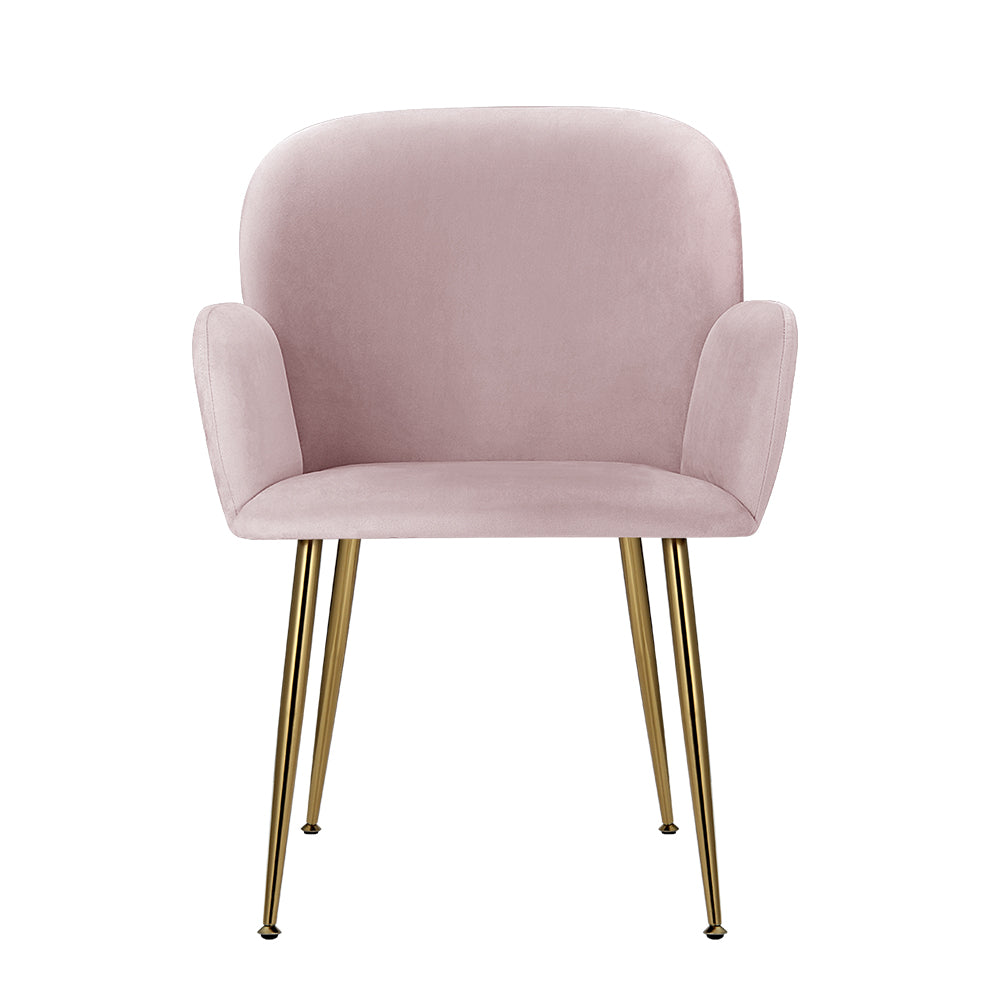 Azure Velvet Pink Chair - Set of Two
