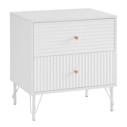 Milan Two Drawer Bedside Table - White