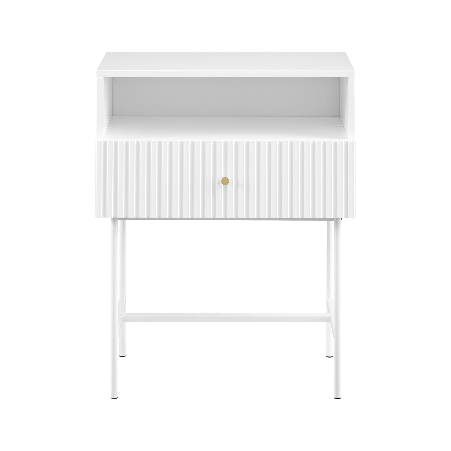Fluted Bedside Table - White