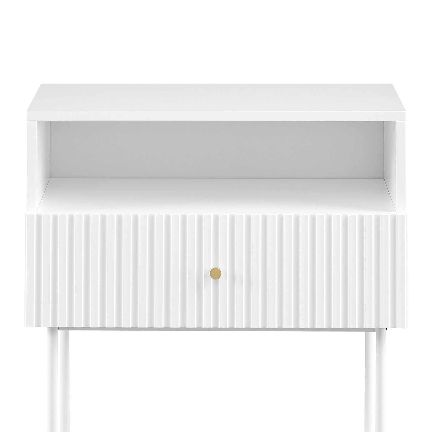 Fluted Bedside Table - White