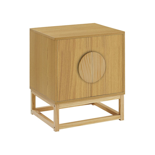Sarantino Luca Bedside Table Split Door Night Stand - Natural – premium furniture by Interior Ave