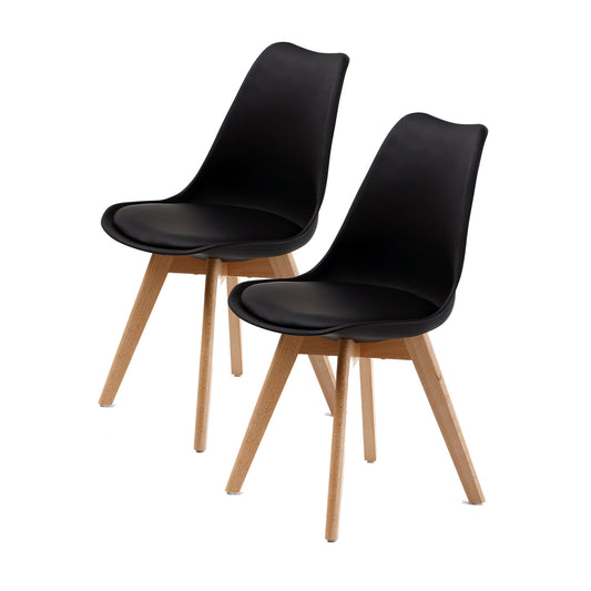 Retro Dining Cafe Chair Padded Seat - Black - Set of Two – luxury accent chair by Interior Ave