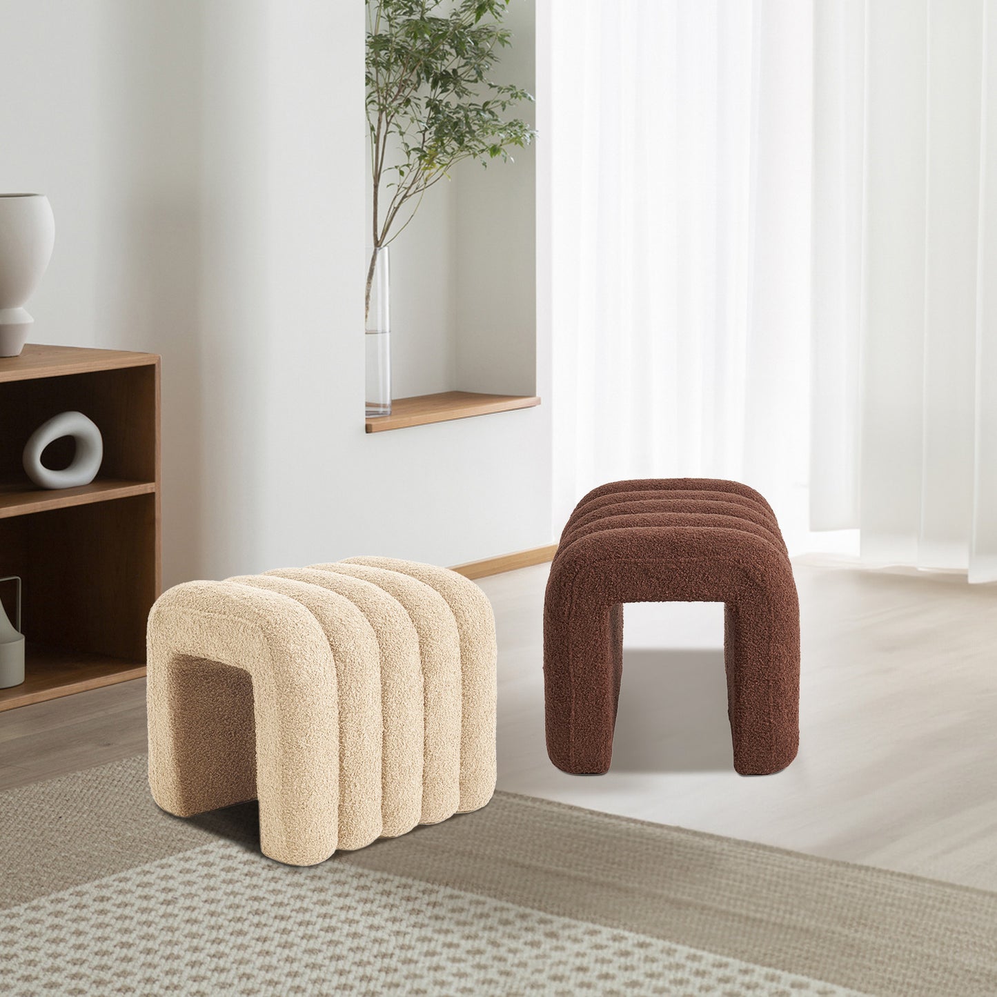 Calista Teddy Arch Ottoman - Chocolate - Set of Two – modern ottoman or footstool by Interior Ave