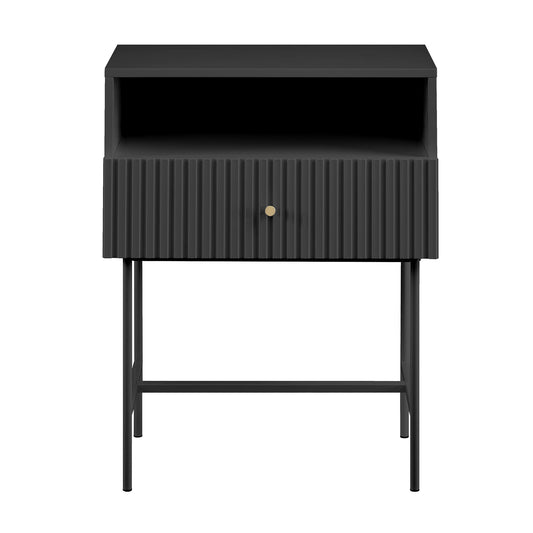 Fluted Bedside Table - Black – premium furniture by Interior Ave