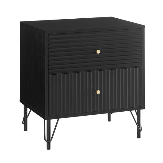 Milan Two Drawer Bedside Table - Black – premium furniture by Interior Ave