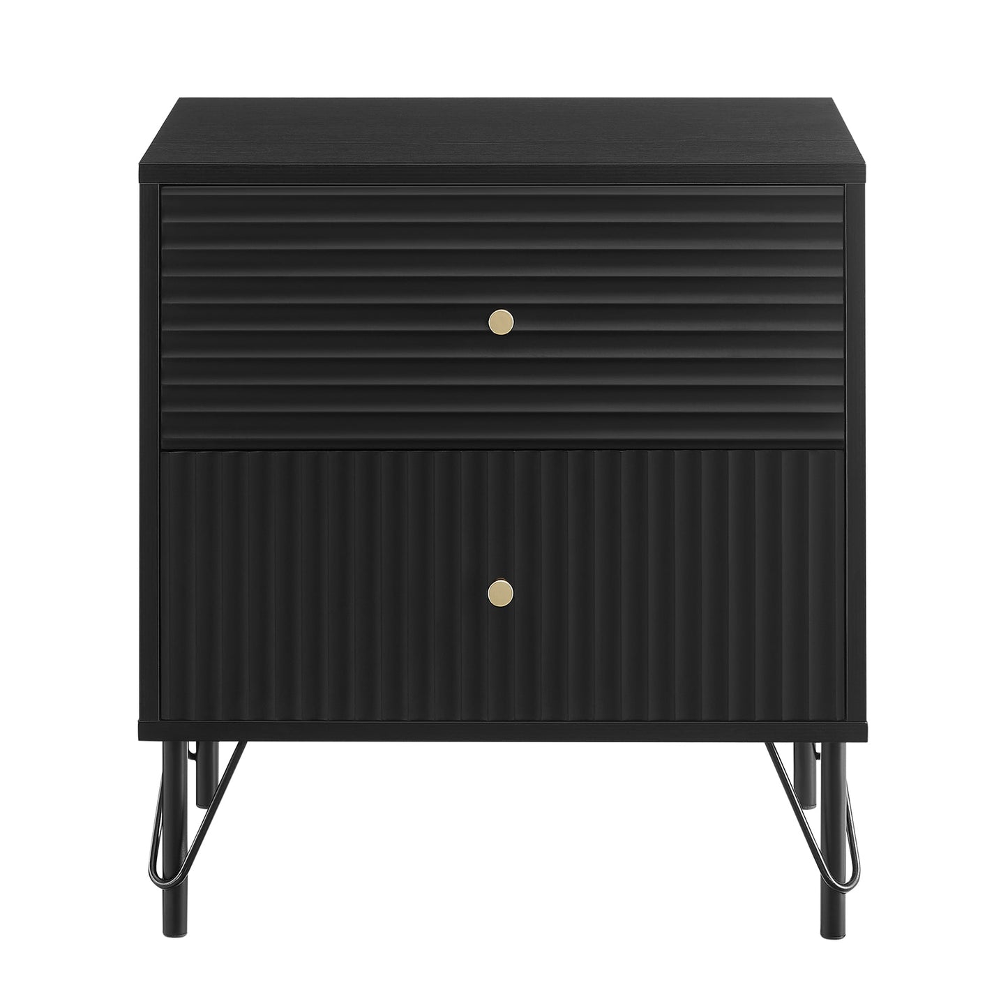 Milan Two Drawer Bedside Table - Black