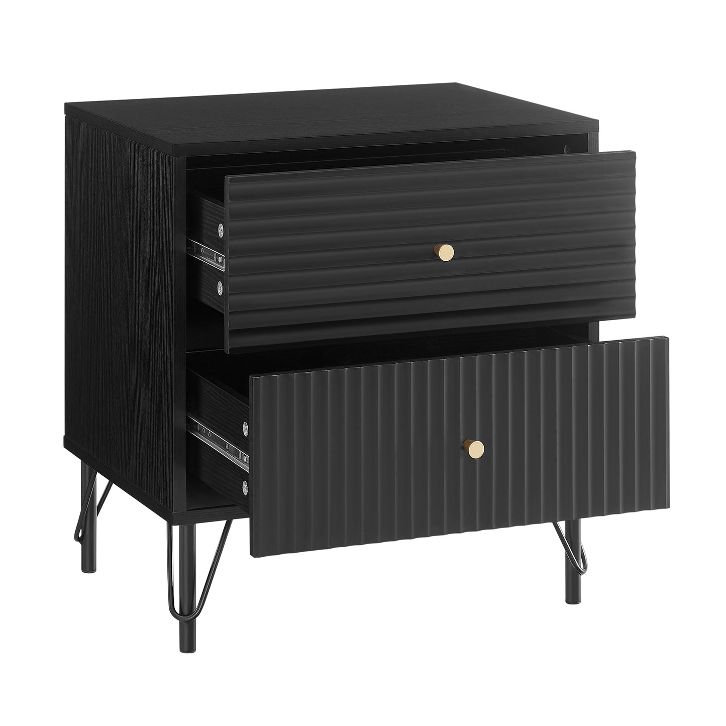 Milan Two Drawer Bedside Table - Black