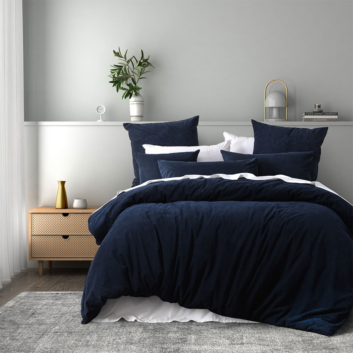 Indigo Jacquard Quilt Cover Set - Queen – premium furniture by Interior Ave