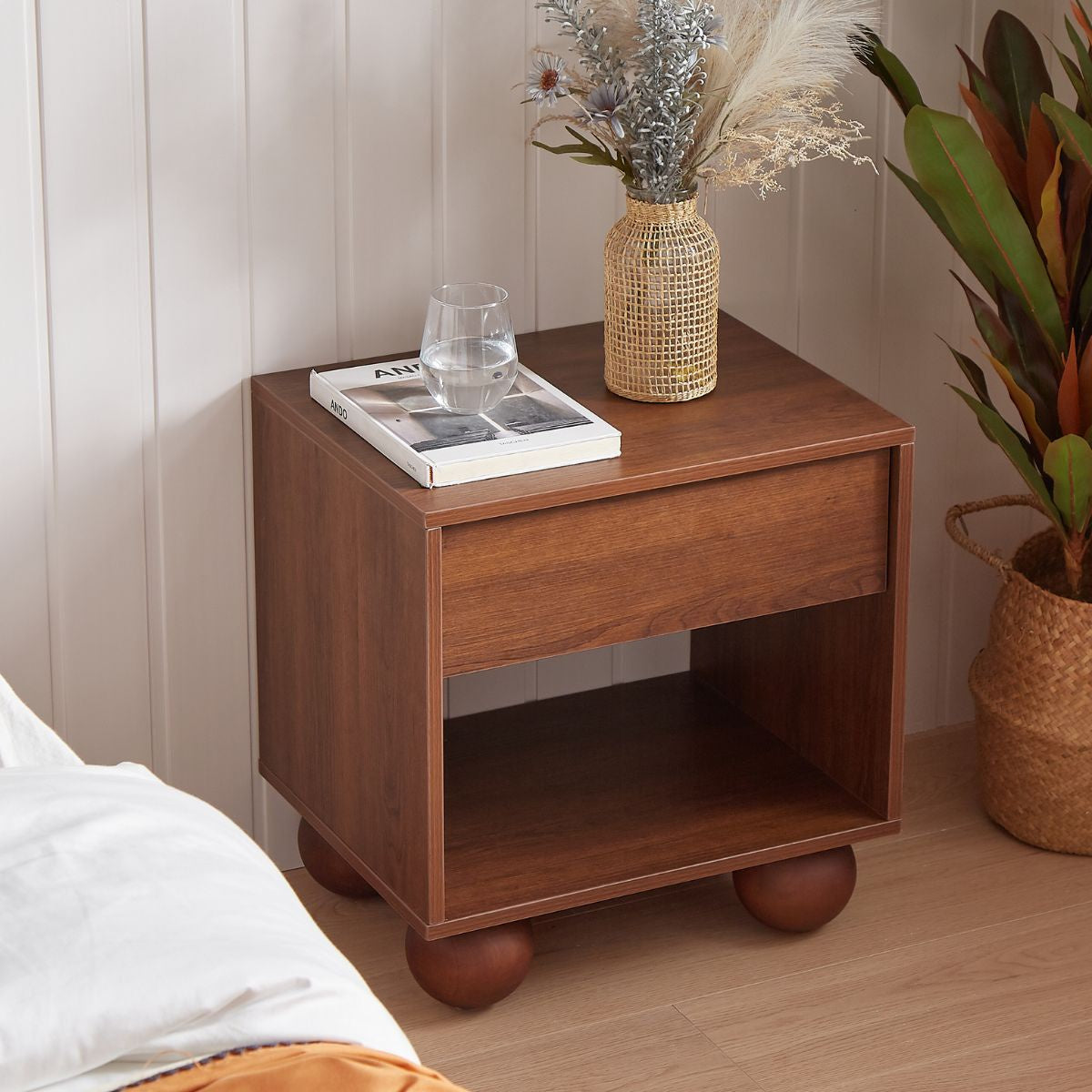 Japandi Bedside Table - Walnut – premium furniture by Interior Ave