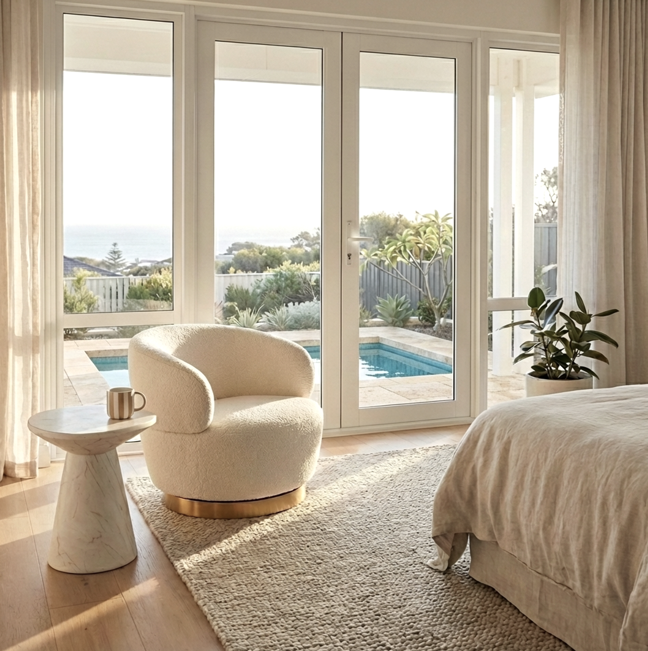 Veneta Stone Side Table - Calacatta Ivory