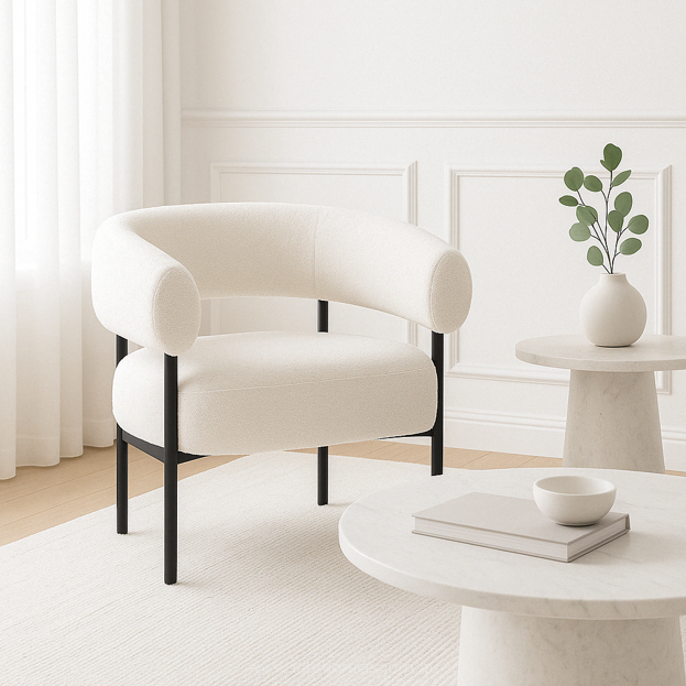 Versailles Bouclé Accent Chair - White – furniture piece by Interior Ave