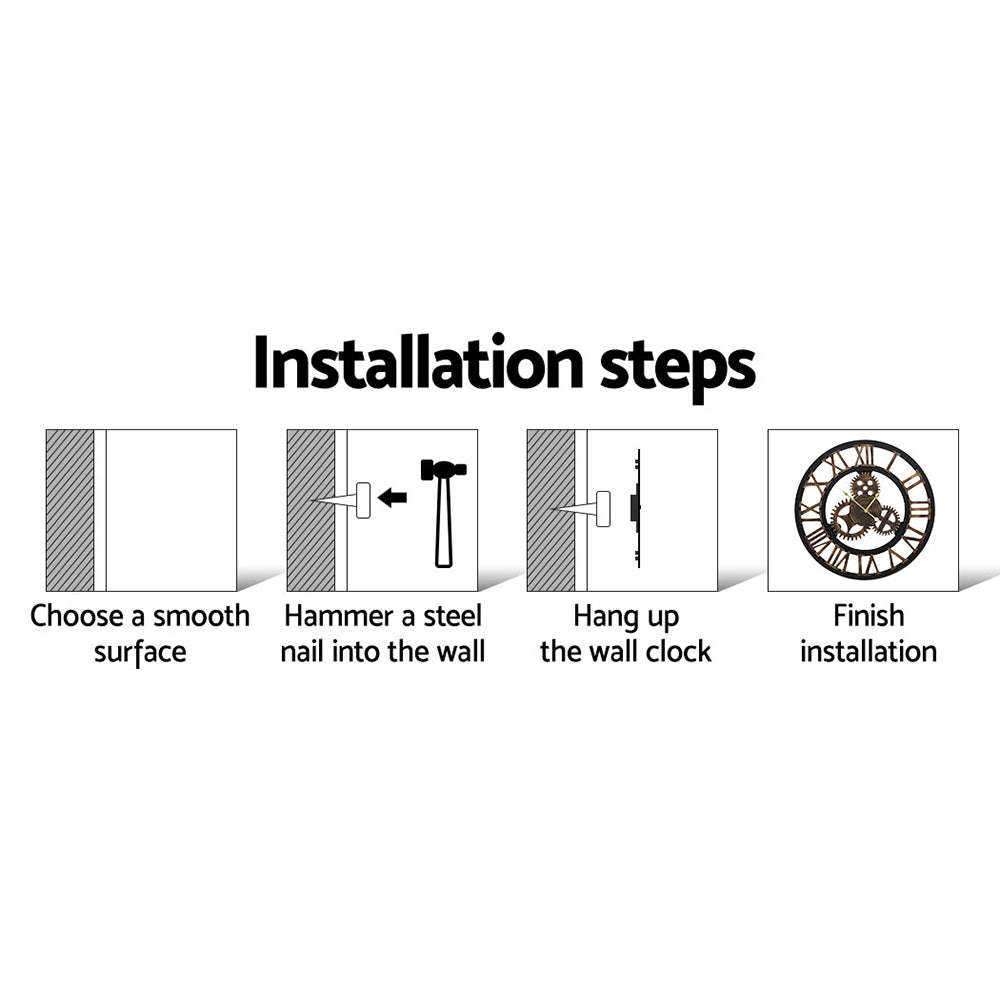 Large Industrial Steampunk Wall Clock - 60cm