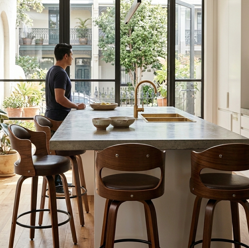 Bowie Bar Stool - Black + Brown Set of Two