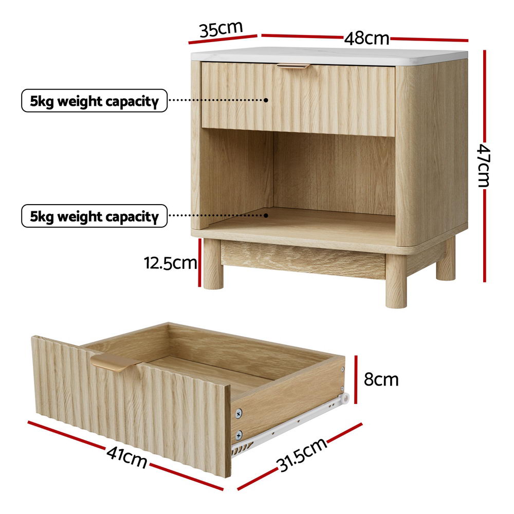 Blanc Bedside Table - Natural