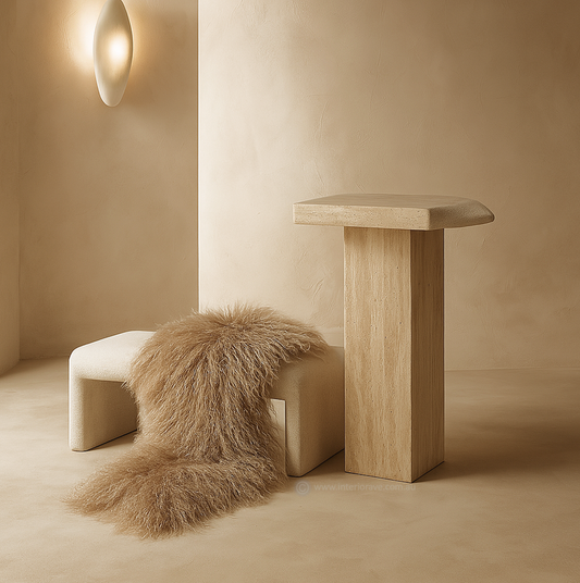 Mongolian Sheepskin Throw - Camel Snow – premium furniture by Interior Ave