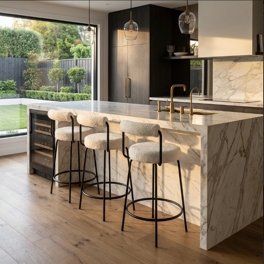 Calipo Sheepskin Bar Stool - White – modern bar stool by Interior Ave