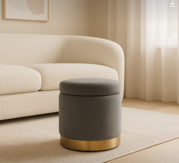 Gia Velvet Storage Ottoman – Charcoal Grey Tufted Footstool with Storage – modern ottoman or footstool by Interior Ave