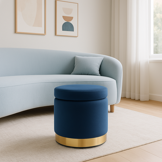 Gia Velvet Storage Ottoman – Navy Blue Tufted Footstool with Storage – modern ottoman or footstool by Interior Ave