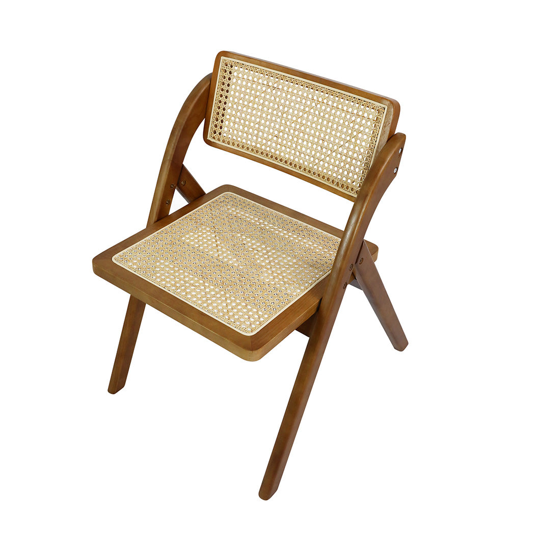 Levede 2X Foldable Rattan Dining Chairs Walnut-1864183281692577793