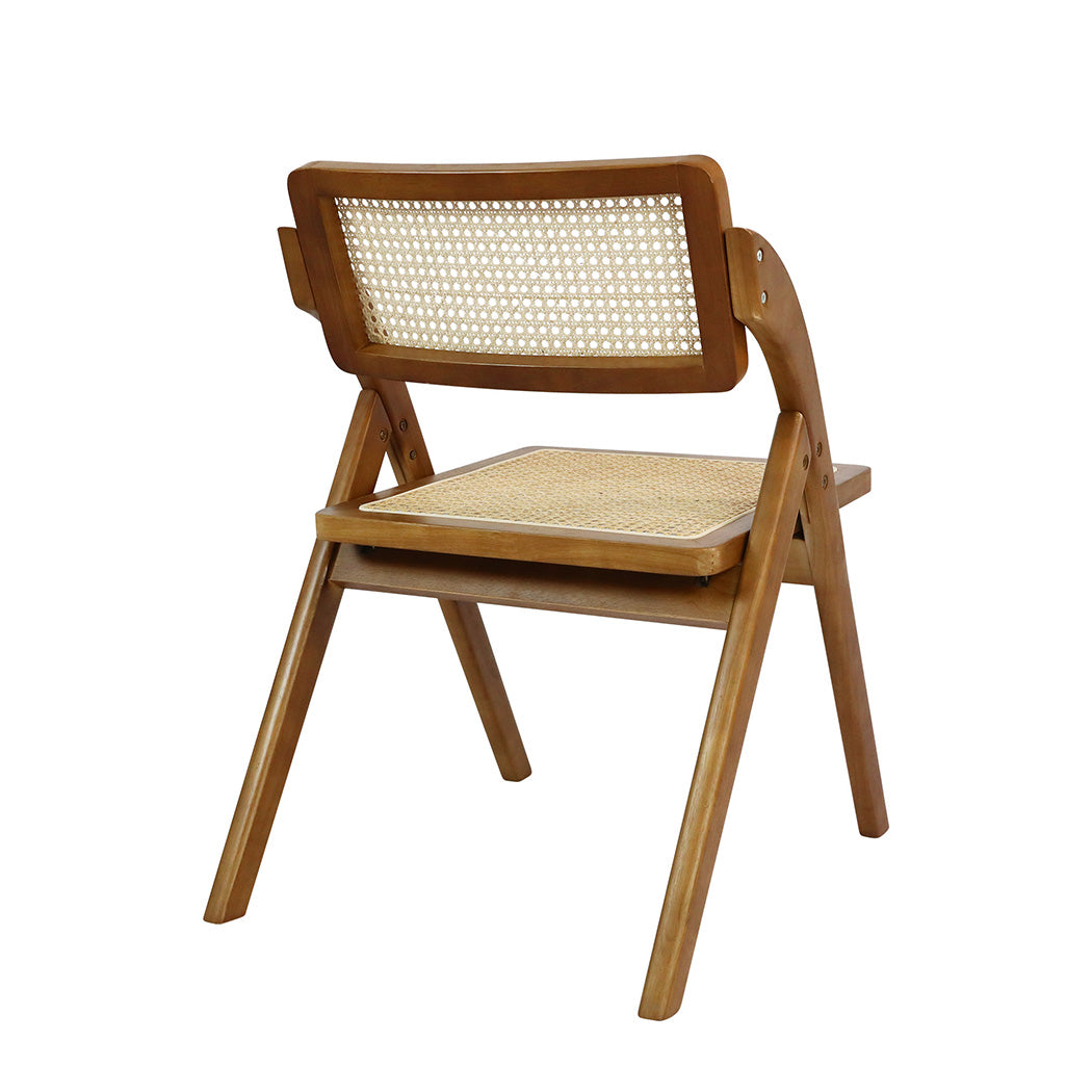 Levede 2X Foldable Rattan Dining Chairs Walnut-1864183281692577795