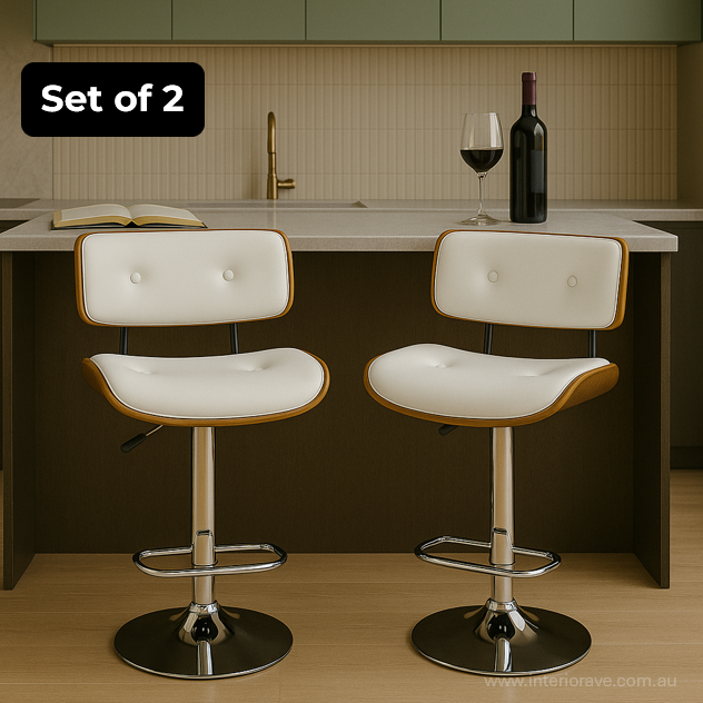 Jasper Walnut Bar Stool - White - Set of Two – modern bar stool by Interior Ave