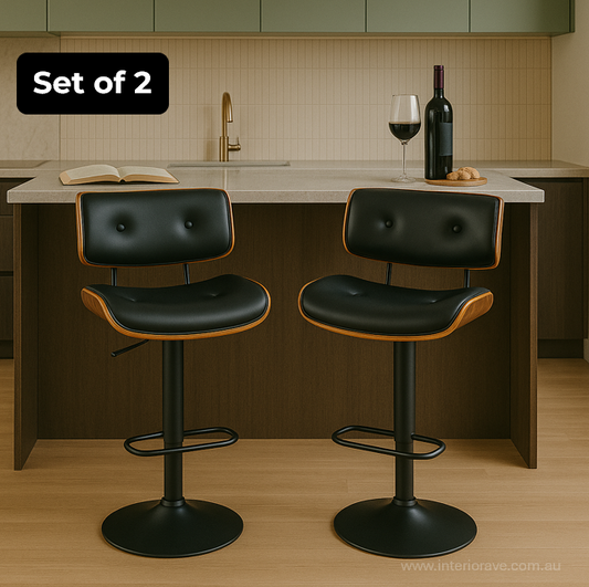 Jasper Walnut Bar Stool - Black - Set of Two – modern bar stool by Interior Ave