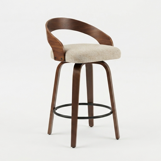 Kivo Swivel Bar Stool – Almond Oat & Walnut (Set of 2)