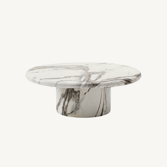 Nobu Round Sculptural Stone Coffee Table - Panda Marble Finish