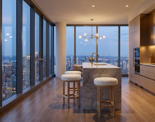 Oxford Wood Oak Bar Stool - Sheepskin | Designer Bar Stool by Interior Ave