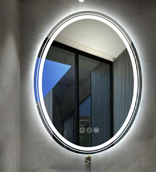 50 x 70cm Oval Frameless LED Bathroom Mirror – LED illuminated bathroom mirror by Interior Ave