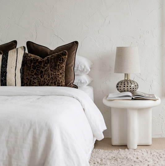 Santorini Stone Side Table- Off White