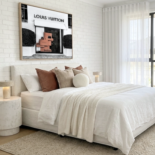Style House luxe boutique storefront fashion wall art in a styled study