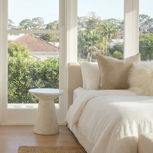 Veneta Stone Side Table - Calacatta Ivory