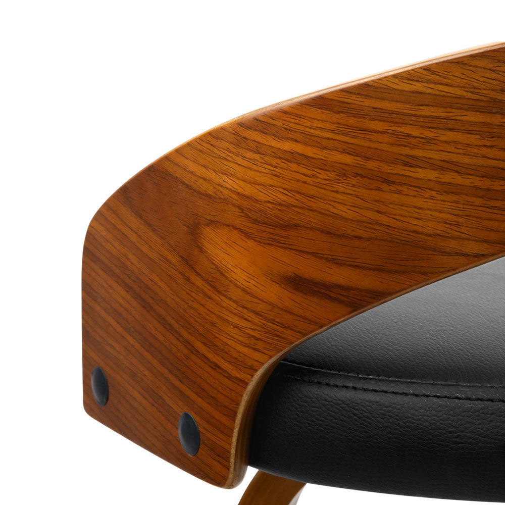 Kivo Bar Stool - Black & Walnut Wood - Set of Two