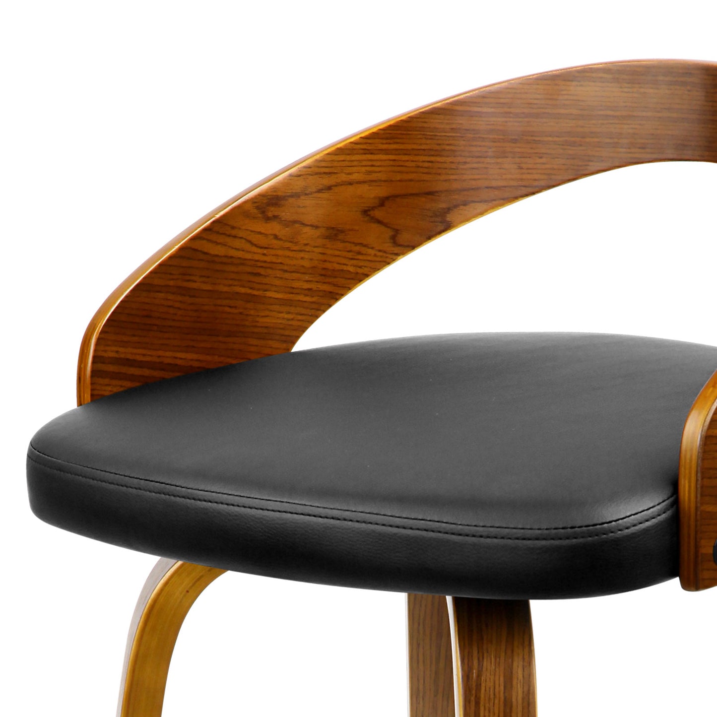 Kivo Bar Stool - Black & Walnut Wood - Set of Two