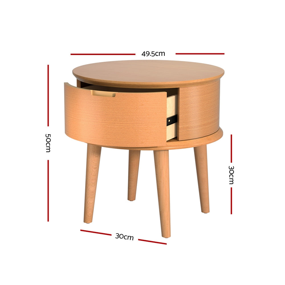 Jada Curved Bedside Table - Oak