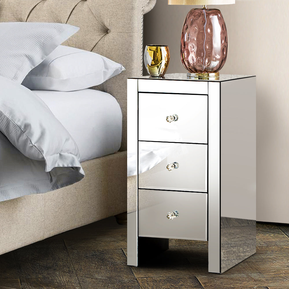 Alila Mirrored Beside Table - Silver