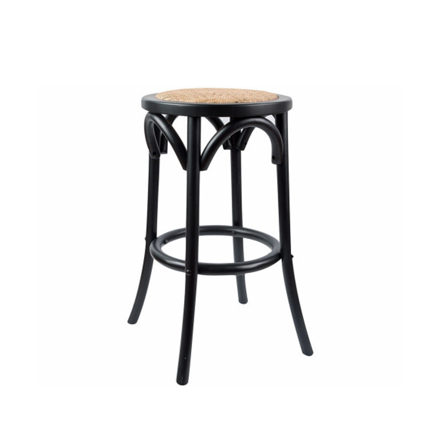 Aston Rattan Bar Stool - Black - Set of Two