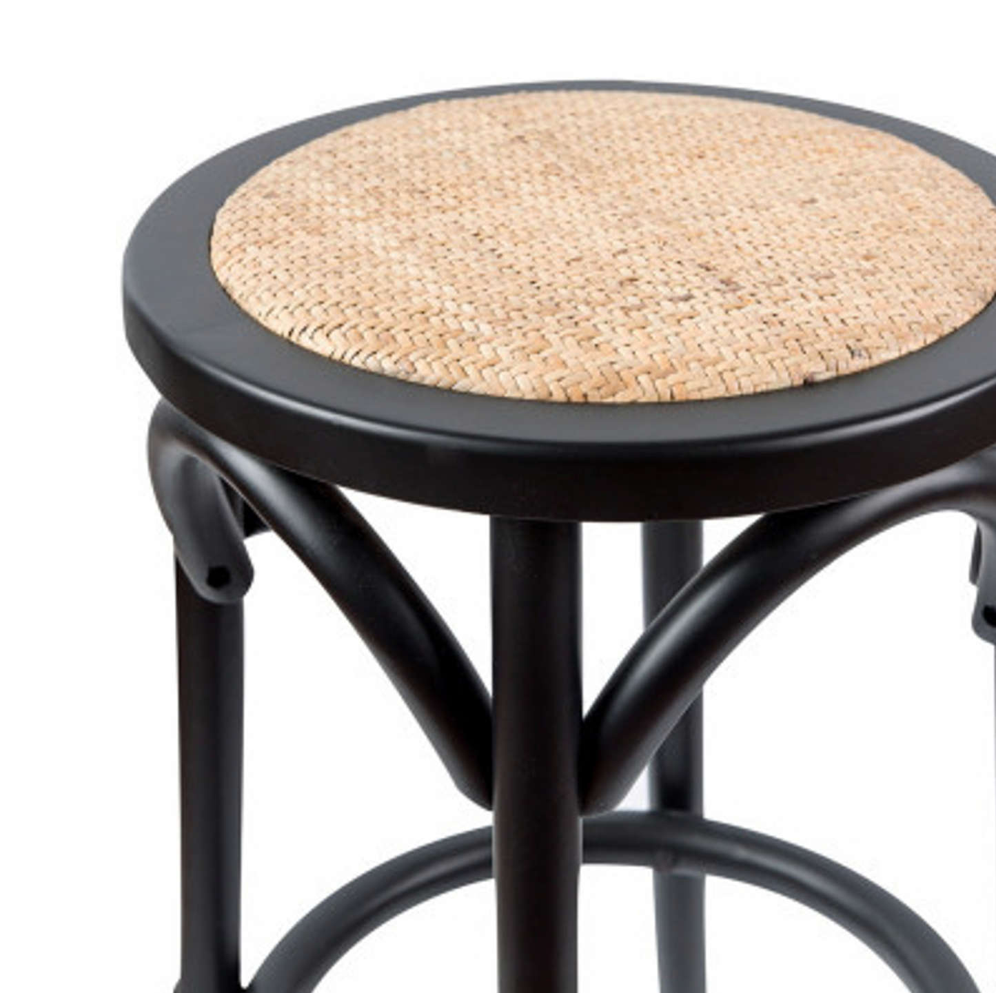 Aston Rattan Bar Stool - Black - Set of Two