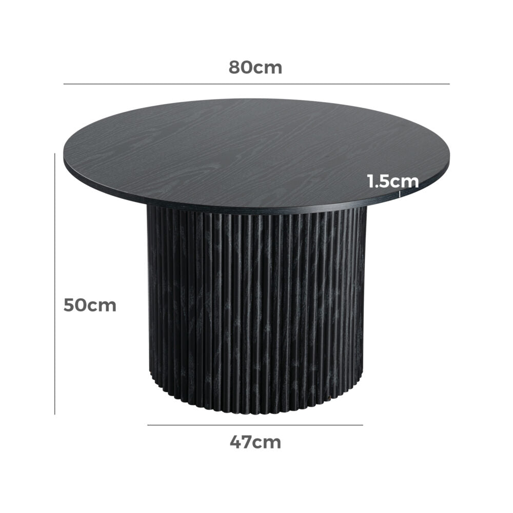 Kyah Ribbed Coffee Table - Black