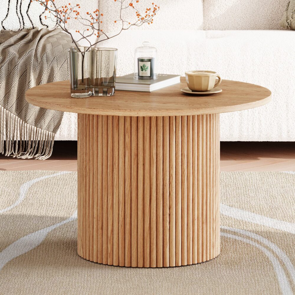 Kyah Ribbed Coffee Table - Natural – premium furniture by Interior Ave
