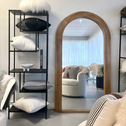 Sierra Arched Step Mirror – Signature Sculptural Oak Wood Statement Piece