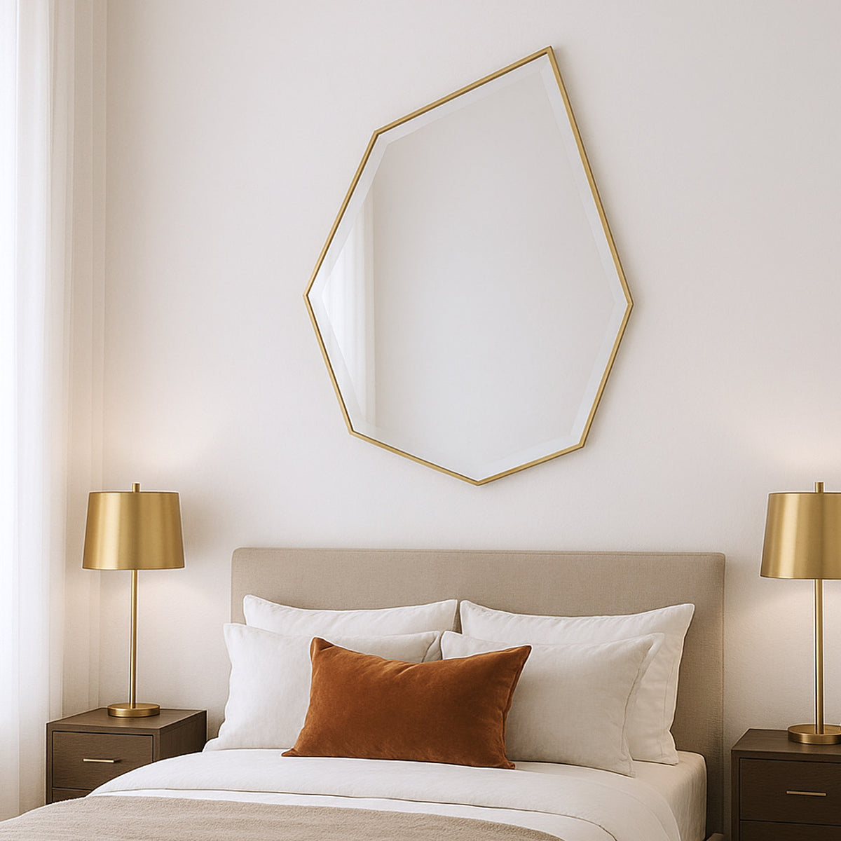 Azure Teardrop Mirror – Gold Framed Decorative Wall Mirror