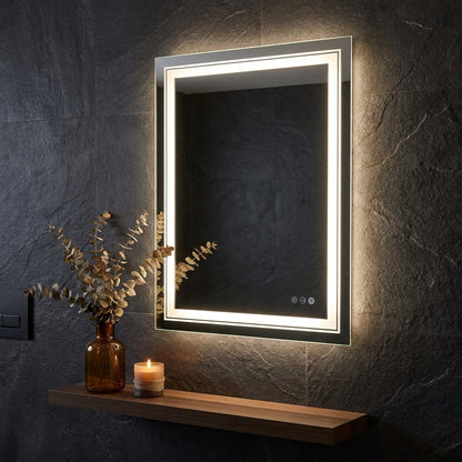 50 x 70cm Rectangle Frameless LED Bathroom Mirror – LED illuminated bathroom mirror by Interior Ave