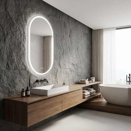 50 x 100cm Oval LED Bathroom Mirror