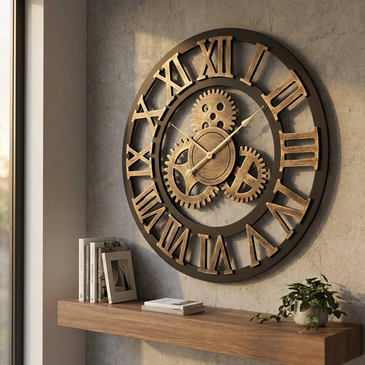 Large Industrial Steampunk Wall Clock - 80cm – premium furniture by Interior Ave