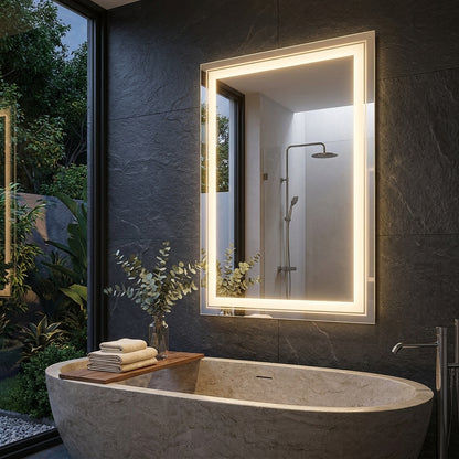 60 x 80cm Rectangle Frameless LED Bathroom Mirror – LED illuminated bathroom mirror by Interior Ave