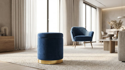 Gia Velvet Storage Ottoman – Navy Blue Tufted Footstool with Storage – modern ottoman or footstool by Interior Ave